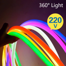 220 V Neonlicht-LED-Streifen SMD 2835, 120 LEDs/m, flexible Neonröhre, 360 runde Neonschild mit Netzstecker, 14 mm LED-Licht-Wanddekoration