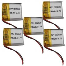 5pcs 3.7V 90 mAh 302020 Rechargeable Polymer Li Lithium Lipo Battery Cell For Headphones Earphone Bluetooth Speaker Smart DIY