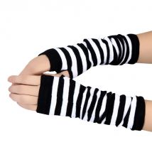 Fashion Striped Arm Warmer Knitted Women's Sleeves Collegiate Elastic Punk Rock Black White Striped Korean Style Long Gloves
