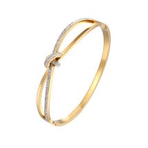Klassisches Design, halbkreisförmiges Zirkon-Armband für Damen, Edelstahl, Gold, Roségold, Silberfarbe, Schmuck, Großhandel