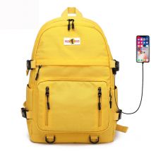 Mode Freizeit Gelb Rucksack Wasserdicht Große Schule Rucksack Für Teenager USB College Zurück pack