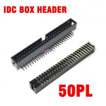 10Pcs DC3 2x25 Pin 50 Pin 2.54mm ISP Right Angle Male Double-Spaced Pin Male IDC JTAG Socket Box Header Connector