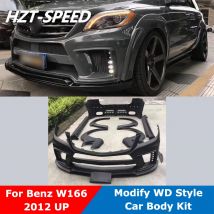WD Style Unlackiert FRP Vorne Hinten Stoßstange Seitenschweller Kotflügelverbreiterungen Für Mercedes-Benz W166 ML300 ML350 ML400 ML63 ab 2012