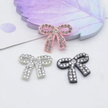 30Pcs 23*20mm Sew-On DIY Bows Patch Cute Bowknot Tie for Clothing Patches Stick-on Crystal Wedding Scrapbooking Accessories