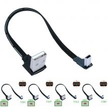 Flacher weicher Ellenbogen MINI USB Datenladeleitung nach oben und unten links und rechts T-Anschluss USB Auto MP3 Universal-Datenkabel 10 cm