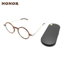 NONOR Round Reading Glasses with Magnetic Case Men Women Presbyopic Glasses Anti Blue Light Glasses Prescription Round Glasses