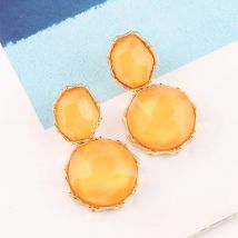 6Colors Geometric Resin Stone Dangle Earrings Gold Color Metal Frame Drop Earrings for Women Birthday Gift Party Jewelry