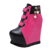 2019 New Winter Muffin Bottom Short Tube Boots Thick Bottom Heightening Wedges Heels Women's Shoes Slope Heel Plush Boots