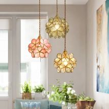 Nordic LED Blume Kupfer Anhänger Lampe Tiffany Glas Küche Schlafzimmer Esszimmer Wohnzimmer Hause