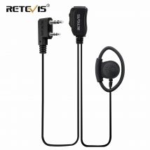 Retevis EEK012 Earpiece Adjustable D-shape Walkie Talkie 2Pin Ear Hook with PTT Mic for Baofeng UV5R Retevis H777 Quansheng UVK5