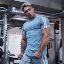 NEUE Laufschuhe Sport T-shirt Männer Dünne Baumwolle Dünne Hemden Gym Fitness Ausbildung Elastische Herren T Tops Männlichen Jogging Workout T hemd
