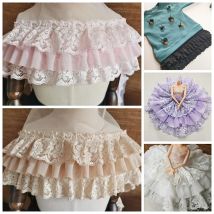 Mode Drei-schicht Mesh Chiffon Faltig Spitze Stoff DIY frauen kinder Spielzeug Puppe Kleidung Rock Saum Trimmen zubehör