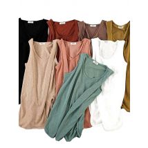 Summer Cotton And Linen Plus Size Tank Top Women'S Split Collar Sleeveless Bottoming Shirt Top W808