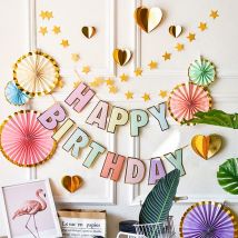 Alles Gute zum Geburtstag Banner Candy Bar Girlande Dekor Bronzing Macaron Happy Birthday Bunting First Birthday Partyzubehör Babyparty