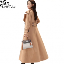 UHYTGF frauen Jacke Mode Koreanische Dünne Winter Woolen Mantel Reine Farbe Wilden Elegante Weibliche Lange Oberbekleidung Lässige Warm Tops 1189