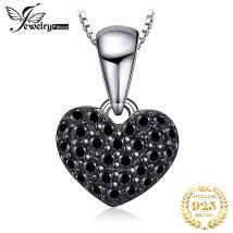 JewelryPalace Herz Liebe Natürliche Schwarz Spinell Edelstein 925 Sterling Silber Anhänger Halskette für Frauen Mode Schmuck Keine Kette