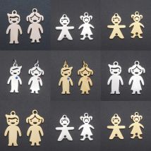 10pcs/lot 316 Stainless Steel Boy Girl Family Charm Pendant Wholesale Daughter Charms for Bracelet Making Jewelry Pendant