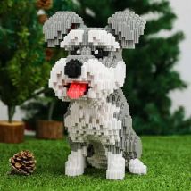 In lager 16049 Grau Schnauzer Haustier Hund Gebäude Block Tier 3D Modell 2100 stücke Kleine Mini Diamant Bricks Spielzeug für kinder keine Box
