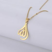 Cazador Classic Arabic God Allah Pendant Necklaces Gold Color Stainless Steel Women Men Islamic Muslim Chain Necklace Jewelry