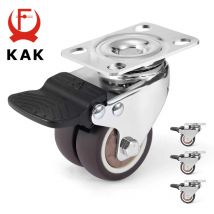 KAK-ruedas giratorias de freno de 2 pulgadas para palés, rodillos de goma suave silenciosos universales para trabajo pesado, herrajes para muebles, 4 Uds.