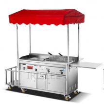 Upgrade Kommerziellen gas snack auto edelstahl snack warenkorb braten pan Multi-funktion teppanyaki