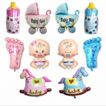 5 Stück süße Babyparty-Folienballons für Babys, Jungen und Mädchen, Luftballons für 1. Geburtstag, Partydekorationen, Kinderspielzeug, blau, rosa Ballon