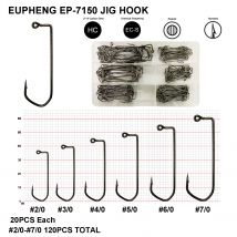 Eupheng EP-7150 Barbarischen Jig Köpfe Haken Sortiment Ultimative Punkt Breite Lücke Chemische Schärfen Schwarz Nickel Überzogene Haken