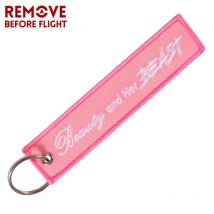 Motorrad-Schlüsselanhänger, Schmuck, Stickerei, Schönheit und ihr Biest, Auto-Schlüsselanhänger, Kette für Frauen, Geschenke, Gepäckanhänger, rosa Schlüsselanhänger