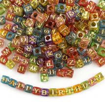 100pcs Acrylic Colorful Square Letter Beads For Jewelry Making Diy Necklace Bracelet Decoration Pendant