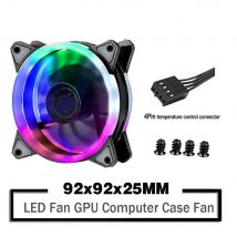Ventilador LED de 9cm y 92mm, 90mm, 4 pines, 3 pines, PC, caja de ordenador de escritorio, ventilador enfriador de refrigeración, 12V, 9225, 92x92x25mm, GPU, CPU, Enfriador, luz de doble Halo