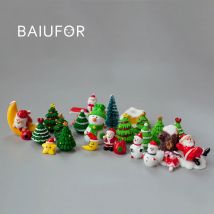 BAIUFOR Miniatur Weihnachten Baum Santa Claus Schneemänner Geschenk Box Terrarium Zubehör Fee Garten Figuren Puppenhaus Decor