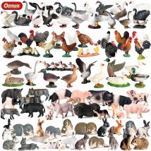 Oenux Bauernhof Set Modell Simulation Action-figuren Kuh Hen Ente Hund Katze Geflügel Tiere Figurine Miniatur Schöne Kuchen Topper Spielzeug
