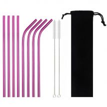 Wiederverwendbare Trinken Stroh Set 304 Edelstahl Stroh Set Hohe Qualität Metall Bunte Stroh Mit Reiniger Pinsel Tasche Bar Zubehör