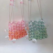 Die Neue Frauen Vintage Design Perlen Taschen Handgemachte Kristall Umhängetasche Klar Transparent Mädchen Schulter Taschen Sommer Strand Tasche