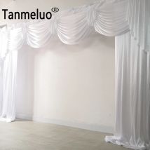 3x3M Cheap White Ice Silk Panel Backdrop Curtain Swag For Stage Background Photo Booth Home Party Curtain Decorations