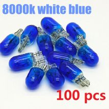 100pcs T10 W5W 501 194 BLUE CLEAR Glass Car Signal Lamp 12V5W Auto Miniature Bulb W2.1x9.5d Wedge Single Filament