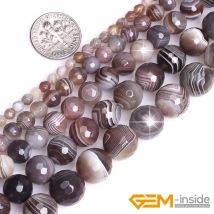 Natürliche Botswana Achate Runde Facettierte Perlen Für Schmuck Machen Strang 15 zoll DIY Schmuck Zubehör Perle 4mm 6mm 8mm 10mm