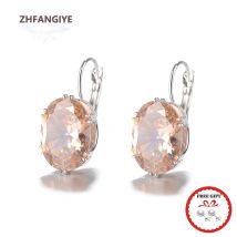 Mode Ohrringe 925 Silber Schmuck Oval Zirkon Edelstein Tropfen Ohrring für Frauen Hochzeit Versprechen Party Zubehör Großhandel