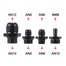 Fuel Pump Rail Oil Hose Straight Fitting Adapter 6061-6T Aluminum Black AN6 to AN6 AN6 to AN8 AN12 to AN10 ORB Male O-ring Boss
