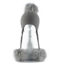 Winter Baby Beanie Hat Children Earflap Cap Kids 3 Pompom Fur Wool Hat Natural Real Fur Pom Pom Hat For Girls Boys