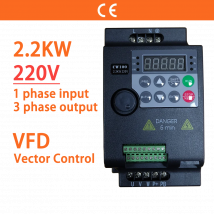 2.2KW 3HP 220V 1 Phase Input 3 Ph Output Economical Mini VFD Variable Frequency Drive Converter for Motor Speed Control Inverter