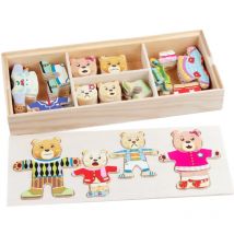 Holz spielzeug Montessori Cartoon Tier wechsel Kleidung Puzzle Kleid wechselnde Form passende Puzzle Lernspiel zeug für Kinder