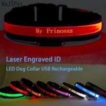 Gravierte ID LED Hundehalsband Leuchtende USB Benutzerdefinierte Erkennungsmarke Personalisiertes Nylon Haustier Hundehalsband Led USB Licht Nacht Sicherheitshalsband Perro