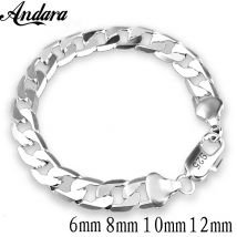 925 Sterling Silber Farbe Armband Seitlich Silber Armband 6MM8MM10MM Armband Männer & Frauen Schmuck