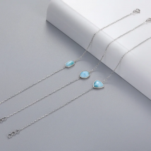 Schmuck-Charm aus 925er-Sterlingsilber, Larimar-Frau-Armreif, neu, 2021, Großhandel, Mode für Party, trendiges ovales Dreieck-Armband, Geschenk