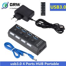 Mini-USB-HUB 3.0 Super Speed 5 Gbit/s USB 3.0 4 Ports HUB Tragbarer Micro-USB 3.0 HUB-Splitter mit externem Netzteil für PC Acc