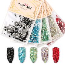 1080 Pcs Mixed Sizes Nail Rhinestone Crystals Strass Stones Colorful Glass Rhinestones For Nails Art 3D Decoration Accessories