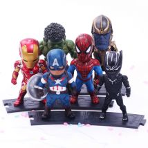 6 pz/set Marvel Avengers Black Panther Thanos Ironman Spiderman Capitan America Hulk Figure Giocattoli di Modello