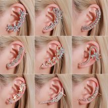 Leichter Luxus-Ohrclip ohne Piercing mit Kristall-Strass für Damen und Mädchen, trendiger Wickel-Ohrclip, Ohrschmuck, Muttertagsgeschenk