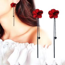 New Super Fairy Butterfly Flower Earrings Net Red Sweet Earrings Trend Long Tassel temperament  pendant style lady earr